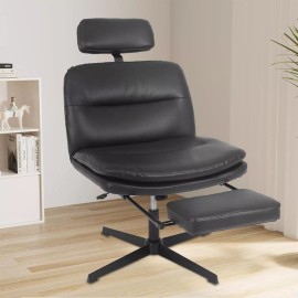 ELECWISH Removable Armless Chair Cross Legged Chair w/ Footrest for Home Office - Brown