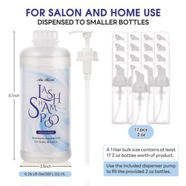 AuReve Lash Shampoo For Lash Extensions,1l Lash Extension Shampoo,Easy To Use And Rinse, For Home Use And Salon,Lash And Brow Shampoo (UNSCENT)