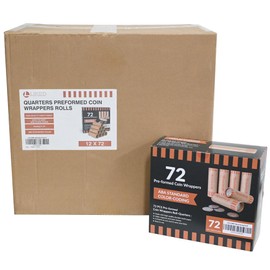 L LIKED 864 PCS Quarters Preformed Coin Roll Wrappers-Quarters (72 PCS x 12 Boxes)