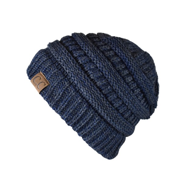 C.C Gorro de punto trenzado, grueso, suave, elástico, cálido, Azul