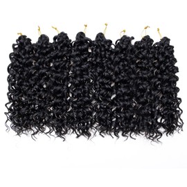 8 Packs Curly Crochet Hair 14inch GoGo Curl Crochet hair for Women Deep Wave Braiding hair,Synthetic Bohemian Crochet Braid Water Wave Crochet hair Extensions(1B, 14inch)