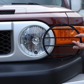 Protector de faros delanteros de coche, protector de marco de lámpara para faros delanteros, protector de faros delanteros compatible con Toyot@FJ Cruiser 2007-2021, 2 unidades