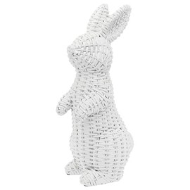 Boston International Easter Bunny Figurine Tabletop, Desk, Mantel Decorations for Home, Office, Classroom, 5.75" x 10", White Wicker Standing Bunny