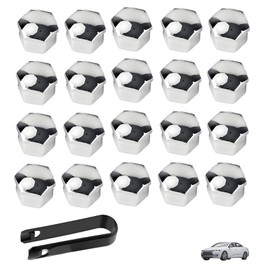 Syylqyr 21PCS 17mm Wheel Nut Covers, Locking Wheel Nut Removal Tool with Removal Tool Anti-Theft Protection Design Suitable for Most Universal Car Wheels Durable and Easy to Install Silvery