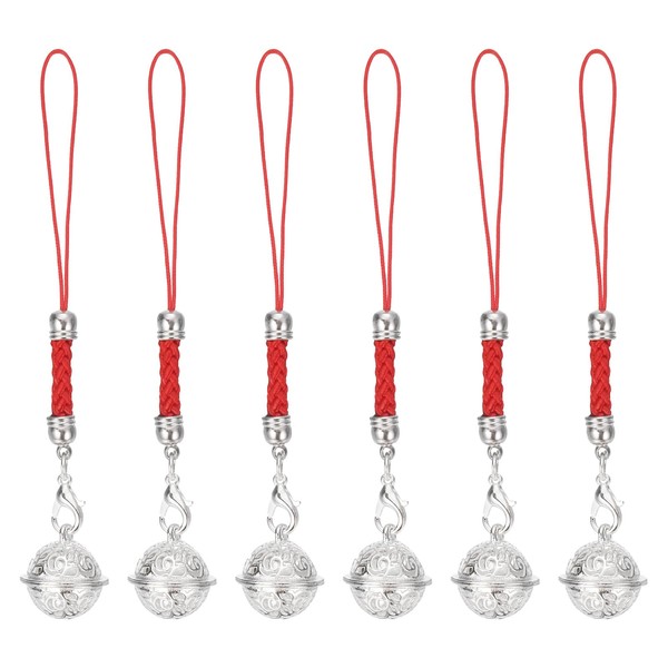 sourcing map 6 Pcs Cellphone Strap Pendant, 10cm/3.94inch Jingle Bells