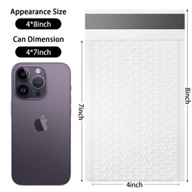 Bubble Mailers, 4x7 Inch Padded Bubble Mailers Pack of 100 Bubble Envelopes Opaque Self Seal Adhesive Waterproof Bags for Shipping and Packaging (White, 4x7-100Pc)