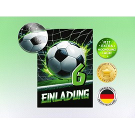 12 Invitation Cards for 6th Children's Birthday Football Boys Children Cool Colourful Invitations Sixth Birthday Invitations Kids