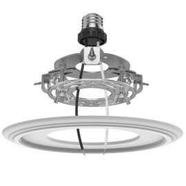 YIIZON R5 and 6 Recessed Can Light Conversion Kit, for Ceiling Light Fixture, Pendant Light, Hanging Light, Ceiling Fan, with 7’¾ Beveled & Flat, Steel, Ceiling Medallion, White Finish