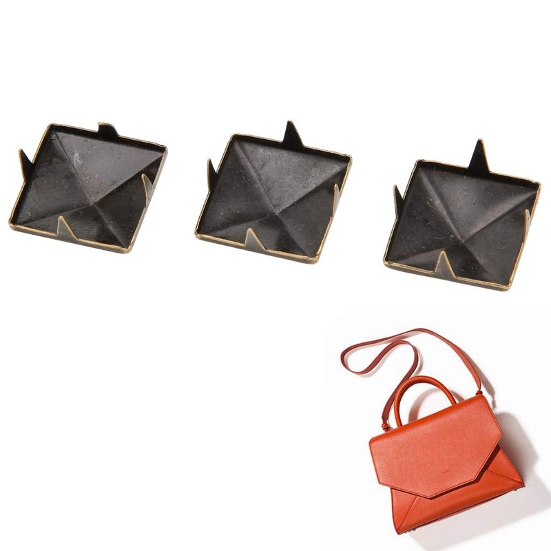 100 Pieces Pyramid Studs, 10-15mm Square Brass Dot Rivets 4