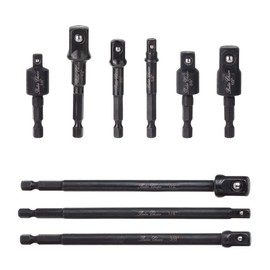 Bates- Impact Socket Adapter Set, 9 pcs, Rotatable Socket Adapter, 1/2" 1/4" 3/8" 1/4" Hex Shank Impact Adapter Set, Impact Swivel Socket Set, Drill Socket Adapter, Impact Driver Socket Adapter