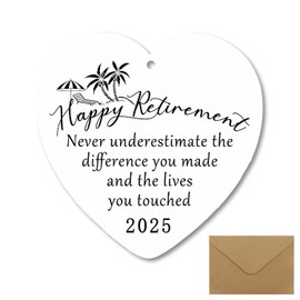 Xheanyu Happy Retirement Gifts For Women, Heart Shaped Funny Retirement Cards For Ladies, 2025 Retired Plaque Table Decorations, Leaving Gifts for Teacher with Gift Box