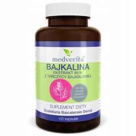 Medverita - Baikalina 200mg - Extrakt aus 85% Baikal-Schilddrüse - Sehnen - Muskeln - Antioxidationsmittel - Nahrungsergänzungsmittel mit Pflanzenextrakten - 2 kapseln pro Tag - 120 kapseln