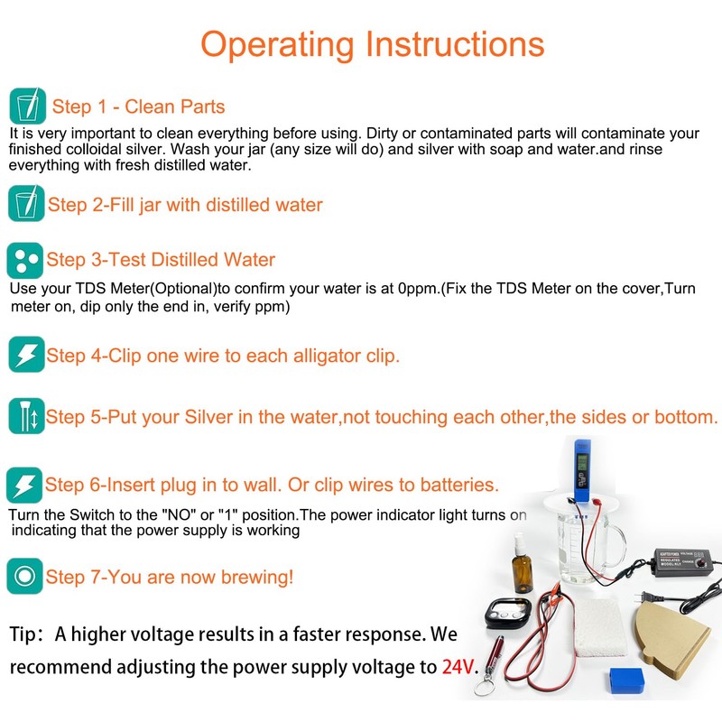 Colloidal Silver Generator Kit,Pure Silver Wire 99.99%,9999 Pure(Adjustable AC/DC Switching
