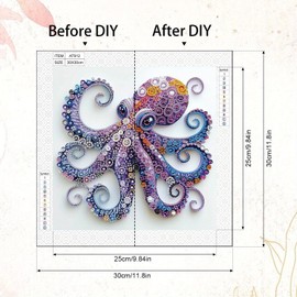 MVVMTOP Diamond Art Painting Kit, 5D DIY Octopus, Special Shape Crystal Artificial Diamond Partial Mosaic Handicraft for Beginners, Wall Decor Art for Bedroom, Office, Living Room, Christmas Gift