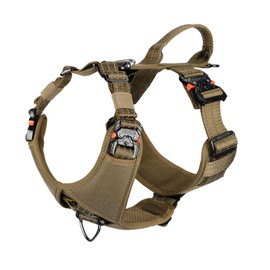 ICEFANG Dog Strap Harness with 4 x Metal Buckles,for Medium Sized Dog,K9 Vest,Y-Shape Chest,Adjustable Pet Harness,No-Pull Front Leash Clip (Medium (Pack of 1), Brown)