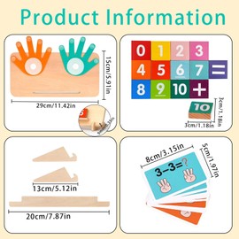 Wooden Maths Toy Counting Learning for Children, Educational Calculation Game 3 4 5 6 Years, Montessori Math Counting Toy, Finger Counting Learning Toy, Early Educational Toy for Boys and Girls
