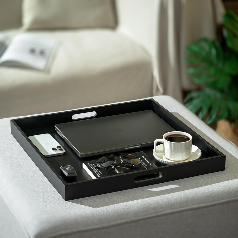Hanobe Ottoman Tray for Living Room: Modern Extra Large Black