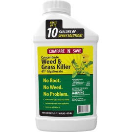 Compare-N-Save Herbicide Concentrate Mix Root Weed Grass Killer Rainproof 41% Glyphosate 16oz