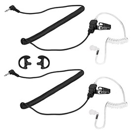 Yolipar 2PCS 3.5mm Surveillance Single-Wire Listen Only Earpiece Walkie Talkie with Covert Tansparent Acoustic Tube Headset Police Law Enforcement for Speaker mics & 1 Pair Medium Black Earmold