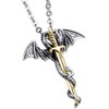 MayiaHey Wing Dragon Sword Necklace for Men, Stainless Steel Dragon