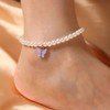 Pearls Ankle Stretchable Bracelet with Butterfly Charm