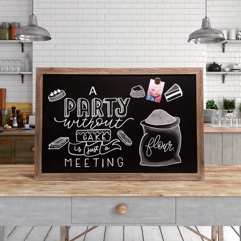 U Brands Magnetic Chalkboard, 24" x 36", Rustic Wood Frame,