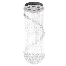 A1A9 Modern Crystal Chandelier Lighting, Clear K9 Glass Crystal Ceiling Light, Luxurious Spiral Sphere Flush Mount Lights for Living Room Hallway Foyer Entryway Corridor, Size: D15.7'' H43.3''