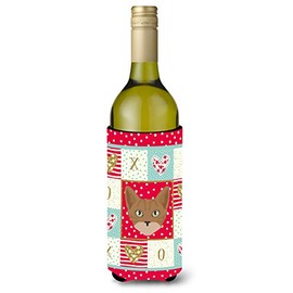 Caroline's Treasures CK5086LITERK Australian Mist Cat Love Wine Bottle Hugger, Red Bottle Cooler Sleeve Hugger Machine Washable Collapsible Insulator Beverage Insulated Holder