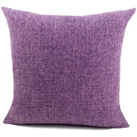 Vradar Solid Colour Cushion Cover Cotton Linen Decorative Pillow Case Home Fashion Sofa Bed Car Decoration Pillow Covers Purple 30X50CM