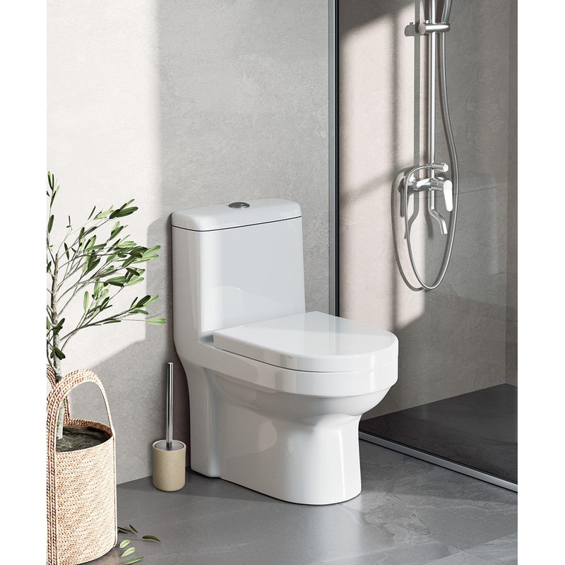 Ceramic Toilet Brush & Holder Set - Freestanding Deep-Cleaning Toilet