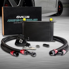 G-PLUS 25 Row AN10 Engine Transmission Oil Cooler Kit + Oil Cooler Sandwich Plate English Style Replacement For BILLET LS1 LS2 LS3 LSX VE HSV