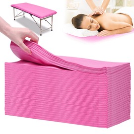 Biubumtu 100 Pcs 31.5" x 71" Disposable Bed Sheets Waterproof Massage Table Sheets Non Woven Fabric SPA Bed Cover (Pink)