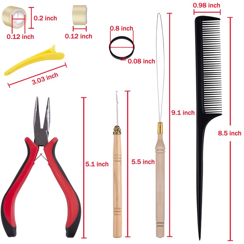 Duufin Hair Extensions Tools Kit 500 Pcs Blonde Micro Ring