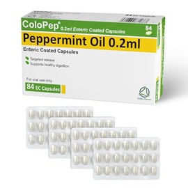 Peppermint Oil Capsules | Enteric Coated Gastro-Resistant Natural Mint Capsules for Healthy Digestion, Bloating | Encased in Hygienic Blister Packs - 84 Soft Gel Capsules (0.2ml Each)