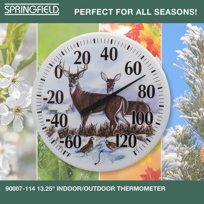 Springfield Indoor Outdoor Thermometer, Wireless Outdoor Thermometer with Large Numbers