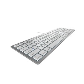 Cherry KC 6000 C Slim Keyboard Made with Mac Layout. Scissor Tech Typing for Near Silent. Alternative to Magic Keyboards. USB-C Wired. US Layout White and Silver.