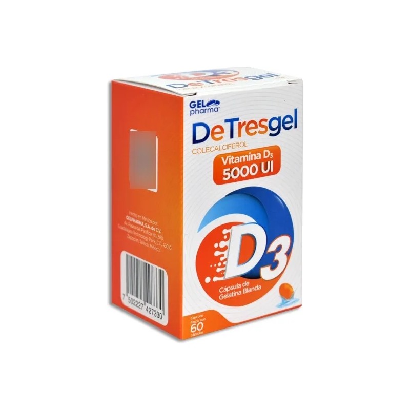De-tresgel Colecalciferol Vitamina D3 C/60 Caps Gelpharma Sabor Sin Sabor