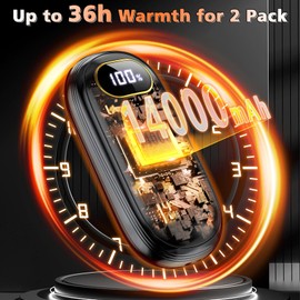 Hand Warmers - 14000mAh Hand Warmers Rechargeable Up to 18Hrs Warmth, Electric Hand Warmer Reusable Heat Up to 131℉, Rechargeable Hand Warmers 2 Pack for Golf Raynauds Camping Women Man