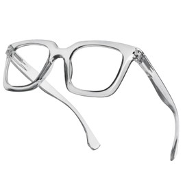 FONHCOO Reading Glasses for Women Men Blue Light Blocking Square Stylish Computer Readers with Spring Hinge Anti UV Glare(Grey 2.0)