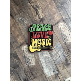 Blechschild Retro Wandschild Retro-Schild Dekoschild im Vintage-Stil Zubehör für Wohnkultur 50er Jahre Haus Dekoration (Peace, Love, Music)