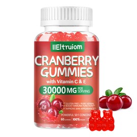 IIEltruiom Cranberry Gummies Urinary Tract Health for Women & Men, 50X Concentrate Extrac, Vitamin C & E, Cranberry Gummies for Women with Hibiscus to Support Immune, 60 Counts