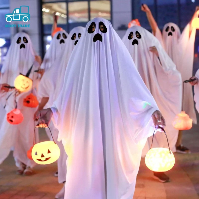 Morytrade Ghost Poncho, Cosplay, Ghostly Halloween Cloak, Just Put On,
