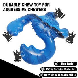 Ouilter Dog Toys for Aggressive Chewers,Nylon Crab Durable Dog Toy for Medium Large Dogs, Bacon Flavor Interactive Dog Toys for Boredom,Blue