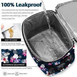 BEIMILY Lunch Box for Men/Women, Small Insulated Lunch Bag, Leak-Proof Soft Cooler Tote Bag, Reusable LunchBox for Work, Travel, Fitness, Picnic with Adjustable Shoulder Strap for Adults(floral white)
