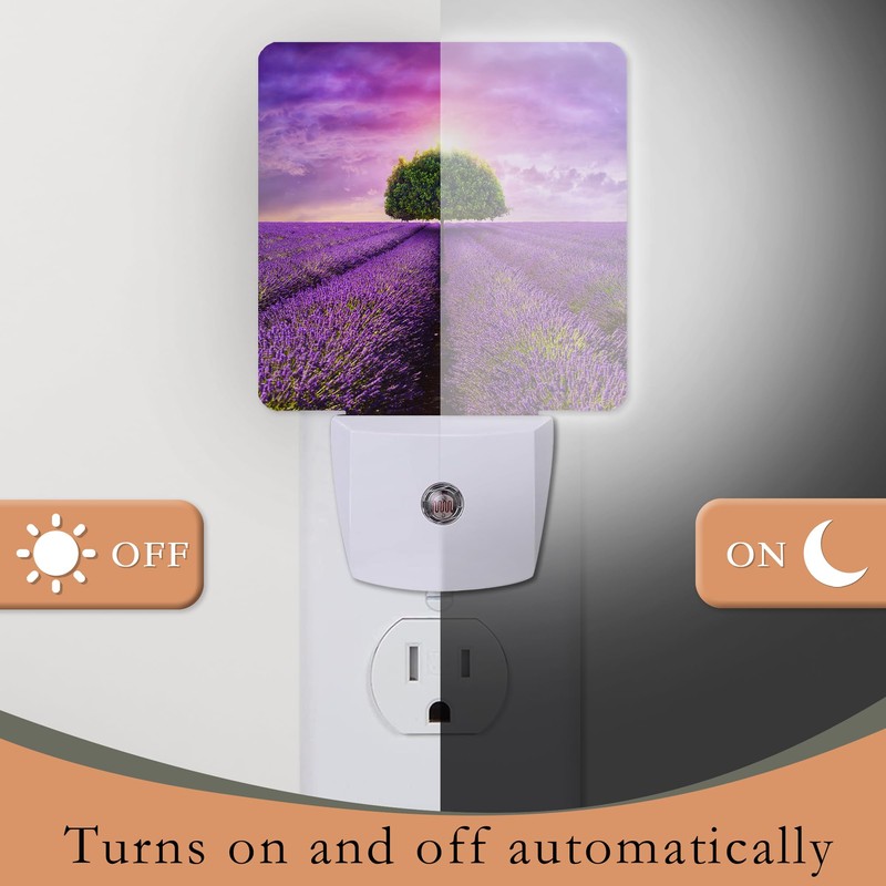 AOWULA Night Light,Beautiful Lavender Tree Plug-in Wall Led Night Lights
