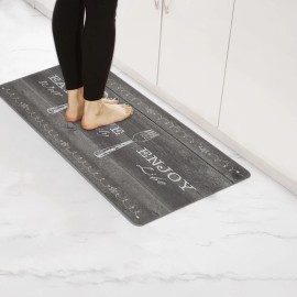 Modern Novelty Waterproof Non-Slip Kitchen Mats Rugs Heavy Duty PVC Ergonomic Comfort Foam Rug for Kitchen Cushionedsize: 19"*47.2", color: Grey
