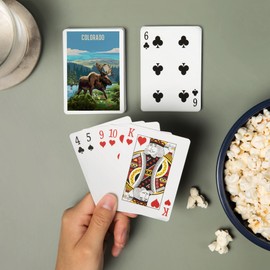 Colorado, Painterly, Moose and Wildflowers (52 Playing Cards, Poker Size Card Deck with Jokers)