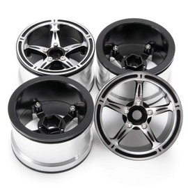 2.2 Inch Internal Beadlock Ring Wheel Tire Inner Internal Beadlock Wheels Hub RC Car Wraith 90018 RC Crawler #23 (4 Piece, Silver and Black)