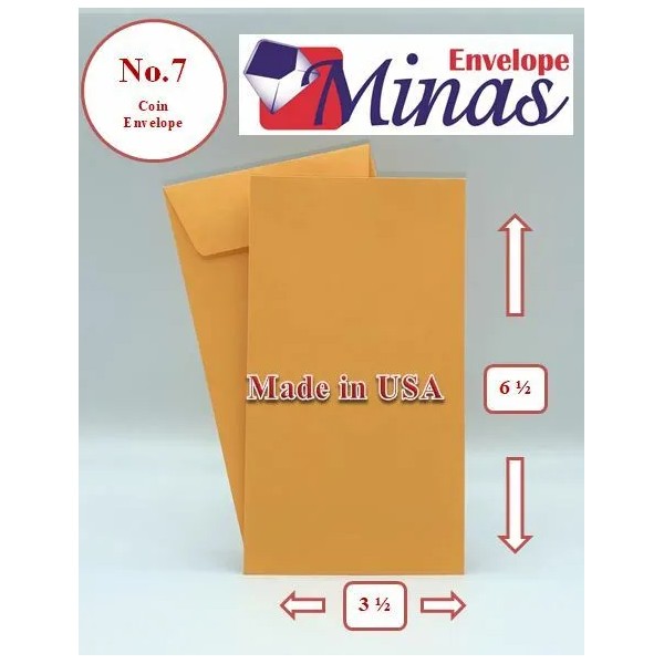 Minas Envelope #7 Coin Envelope, 3-1/2 X 6-1/2, Premium 24lb.
