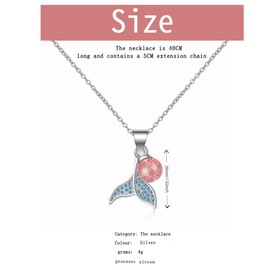 Meerjungfrau-Halskette, Fischschwanz, Boho, Delfin, Strandschmuck, für Frauen, Strass, silberfarben, Meerestiere, Tieranhänger, 1, Metall, Kristall